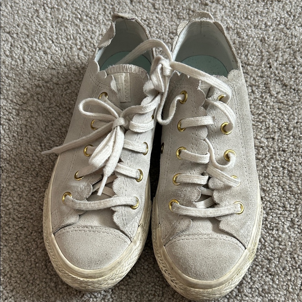 Converse Kids Sneakers in Cream with Gold Accents